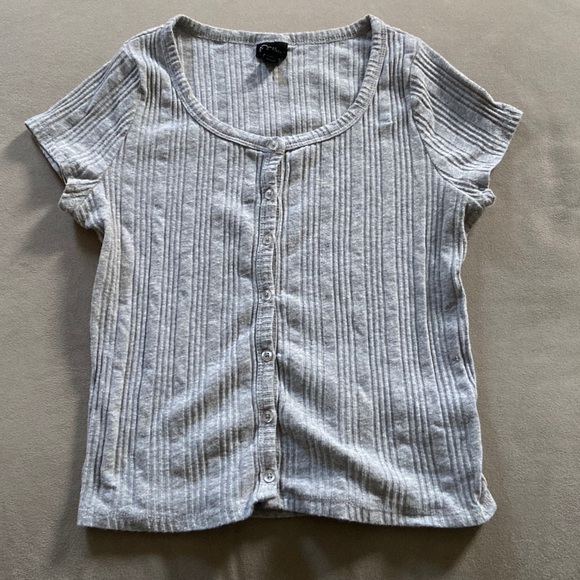 ART Class grey ribbed button down girls shirt size L 10-12 - Picture 1 of 5